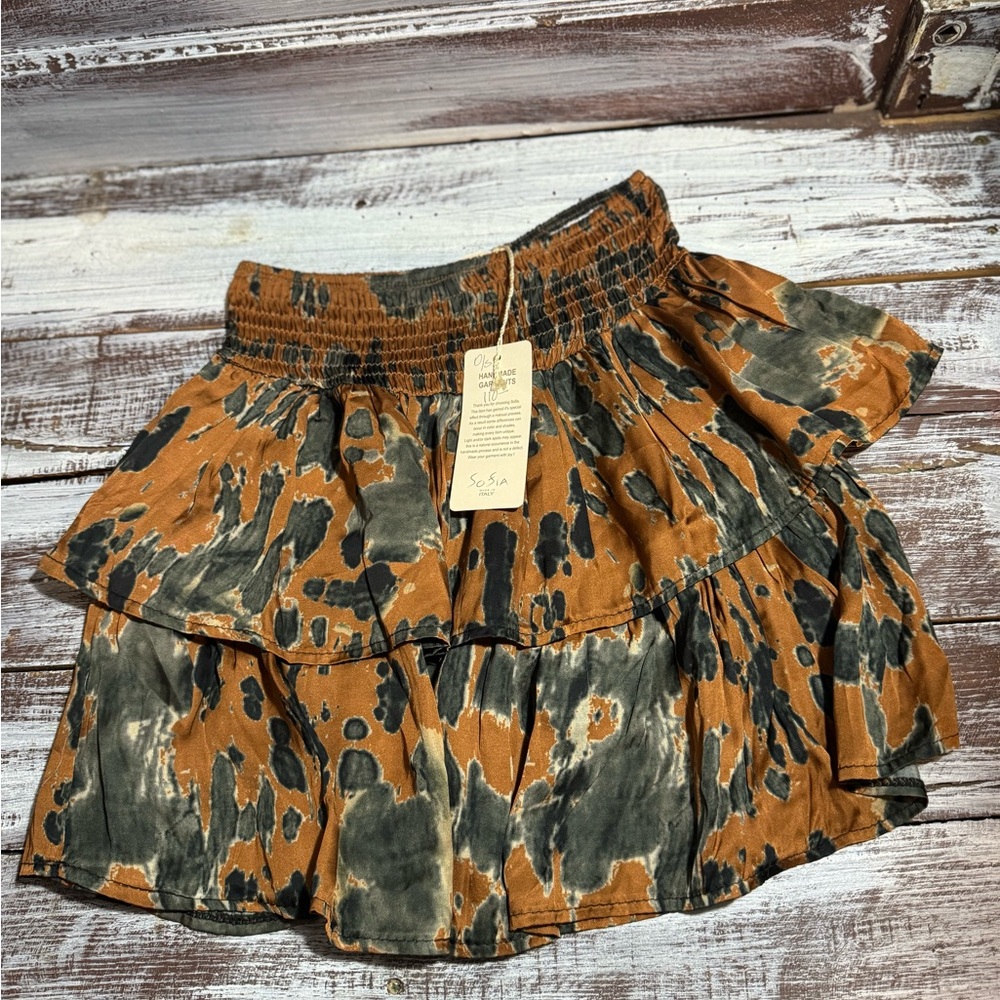 🆕 Sofia Tie-Dye Mini Skirt in Orange and Gray